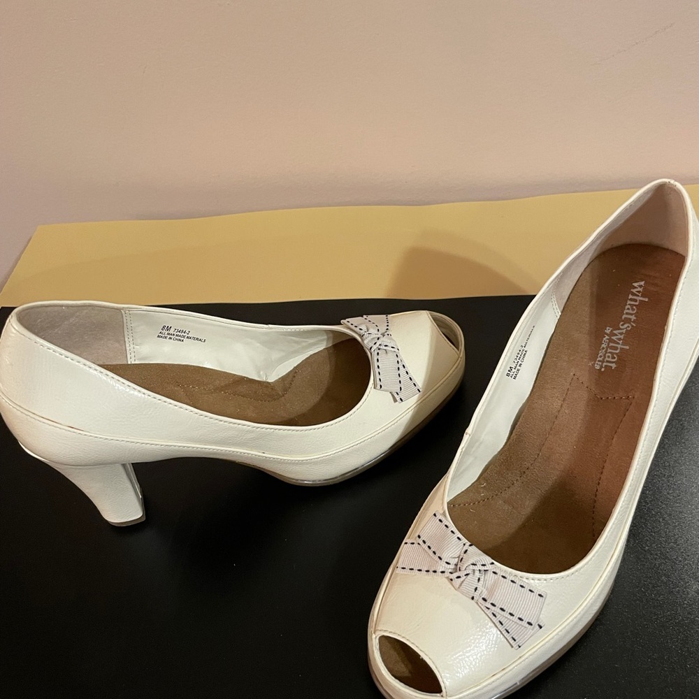 Mind Bending Off White Peep Toe Heels